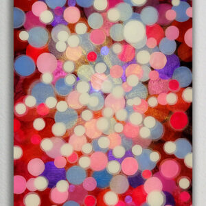 Rectangular Resin art with red and pink dots